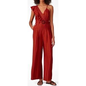 Three Floor Margaux wide leg brunt orange belted jumpsuit womens Size 4 preppy